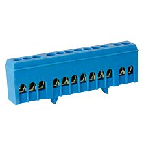 Шина нулевая TS-0609H 6х9 12 отв. в корпусном DIN-изоляторе син.  ЭНЕРГИЯ