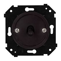 Выключатель одноклавишный проходной (скрытый монтаж), пластик, цвет Коричневый матовый (тумблерный) Bironi