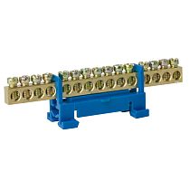 Шина нулевая TS-0609F 6х9 15 отв. на DIN-изоляторе "стойка" син.  ЭНЕРГИЯ