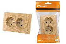 Розетка двойная 2П+З 16А 250В "ЭКО" (сосна) "Таймыр"  TDM