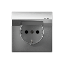 ArtGallery Aqua Алюминий Розетка с заземлением со шторками, с крышкой, 16А, IP44, механизм Systeme Electric (Schneider Electric)