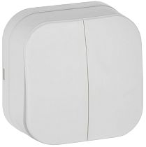 GLORY Выключатель 2-клавишный для открытой установки 10А ВС20-2-0-ХБм белый матовый IEK