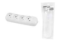 Колодка розеточная 4 гнезда 2П б/з 10А 250В белая серии "Народная" TDM