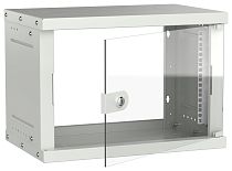 Шкаф настенный 19" 6U 550х350мм стеклянная дверь серый GENERICA
