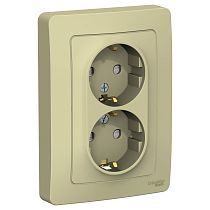 Blanca скрытая установка Бежевый Розетка двойная с заземляющим контактом со шторками, 16А Systeme Electric (Schneider Electric)