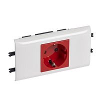 Розетка 2К+3 с заземлением и блокировкой немецкий стандарт красная Mosaic Legrand