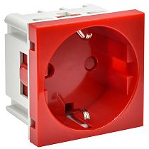 PRIMER РКС-20-30-П-К Розетка с заземляющим контактом защитной шторкой и винтовым зажимом (2 модуля) красная  IEK