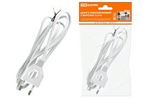 Шнур с плоской вилкой с вырезом ШУ04 ШВВП 2х0,75мм2 1,7 м. белый  TDM