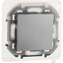 INSPIRIA Выключатель 1-клавишный проходной 10А IP44 безвинтовое крепление алюминий INSPIRIA Выключатель 1-клавишный проходной 10А IP44 безвинтовое крепление алюминий