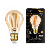 Лампа светодиодная Gauss Filament А60 10W 820lm 2400К Е27 golden LED 1/10/40 Лампа светодиодная Gauss Filament А60 10W 820lm 2400К Е27 golden LED 1/10/40