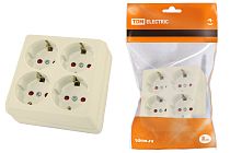 Розетка четырехместная 2П+3 открытой установки IP20 16A с защитными шторками сл.кость "Ладога"  TDM Розетка четырехместная 2П+3 открытой установки IP20 16A с защитными шторками сл.кость "Ладога"  TDM