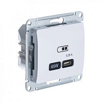 Glossa Белый Розетка USB тип-С 65W высокоскор.заряд. QC, PD, механизм Systeme Electric (Schneider Electric)