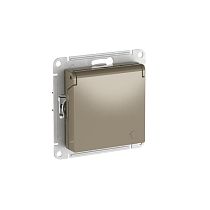 AtlasDesign Шампань Розетка с заземл. со шторк. с крышкой,16А,IP20,мех., быстрозажим. клемм