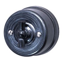 Выключатель одноклавишный, проходной,серия "ЛИЗЕТТА", пластик,Серебряный век Bironi