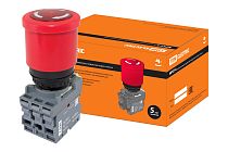 Кнопка грибовидная, возврат поворотом MPET4-10R в сборе d40мм 1з+1р красная  TDM