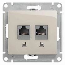 Glossa Молочный Розетка компьютерная 2-ая RJ45+RJ45, категория 5E Systeme Electric (Schneider Electric)