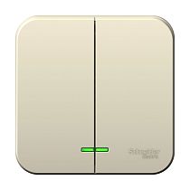 Blanca открытая установка без пластины  Молочный Выключатель 2клавишный  с подсветкой  10А Systeme Electric (Schneider Electric)