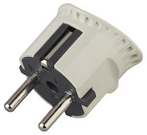 Вилка ЭРА с заземлением плоская прямой ввод 16A, Белый, поликарбонат, V5