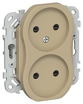 FLITE Розетка 2-местная без заземления с защитными шторками безвинтовое крепление 10А РСш02-1-ФлХ хаки IEK
