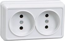 РС22-2-ОБ Розетка 2местная без заземления 10А открытое устройство ОКТАВА (белый) IEK
