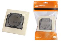 Розетка 2П+З с защ. шт. и крышкой 16А 250В IP44 сл. кость "Таймыр"  TDM