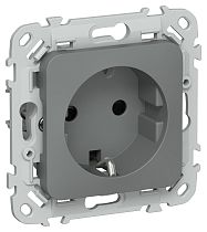 FLITE Розетка с заземлением с защитными шторками безвинтовое крепление 16А РСш11-1-ФлМА мокрый асфальт IEK