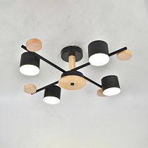 Люстра под лампу General  GCHL-4GX53-M Черная+Дерево Венто