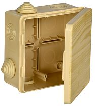 Коробка распаячная КМ для открытой проводки с откидной крышкой 100х100х50мм IP54 8 гермовводов сосна  IEK