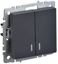 BRITE Выключатель 2-клавишный с индикацией 10А ВС10-2-1-БрГ графит  IEK