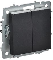 BRITE Выключатель 2-клавишный перекрестный 10А ВС10-2-3-БрЧ черный IEK