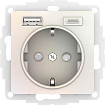 AtlasDesign Жемчуг Розетка 16А c 2 USB A+С, 5В/2,4А, 2х5В/1,2А Systeme Electric (Schneider Electric)
