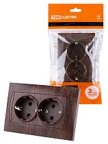 Розетка двойная 2П+З 16А 250В венге "Лама"  TDM