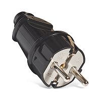 Вилка прямая с заземлением черная 16А 250В UNIVERSAL