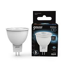 Лампа светодиодная Gauss MR11 GU4 3Вт 300lm 4100K Лампа светодиодная Gauss MR11 GU4 3Вт 300lm 4100K