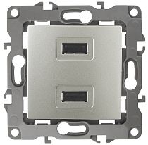 Розетка USB ЭРА 12 12-4110-15 _ зарядное устройство USB 230В_5В-2100мА перламутр