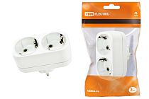 Блок на 2 гнезда 2П+З плоский 16А 250B  TDM