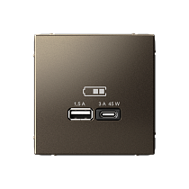 ArtGallery Мокко USB Розетка A + тип-C 45Вт высокоскор.заряд. QC, PD, механизм Systeme Electric (Schneider Electric)