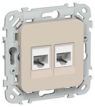 FLITE Розетка 2-местная компьютерная RJ45 категория 5Е UTP РК5е-2-0-ФлЛ льняной IEK