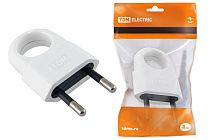 Вилка б/з с кольцом белая 10А 250В (евровилка CEE 7/16)  TDM