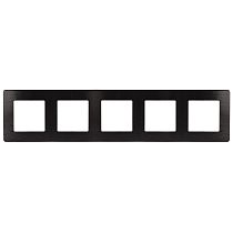Рамка для розеток и выключателей ЭРА Серия 12 12-5105-06 на 5 постов, Сатин, чёрный