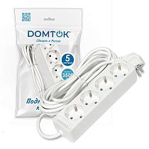 Удлинитель быт. "DOMTOK" 4гн., ПВС 3*1, 3,5кВт, с/з 5м Удлинитель быт. "DOMTOK" 4гн., ПВС 3*1, 3,5кВт, с/з 5м
