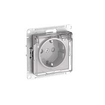 AtlasDesign Aqua Алюминий Розетка с зазем. со шт. с прозрач. крыш, 16А,IP44, мех., быстрозажим. клемм