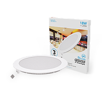 Светильник светодиодный Gauss встраиваемый ультратонкий круглый IP20 18Вт, 225х22мм d210мм, 6500K 1560lm