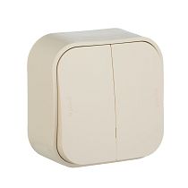 QUTEO Выключатель 2-клавишный для открытой установки проходной 10А слоновая кость