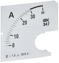 Шкала сменная для амперметра Э47 30/5А класс точности 1,5 72х72мм  IEK Шкала сменная для амперметра Э47 30/5А класс точности 1,5 72х72мм  IEK