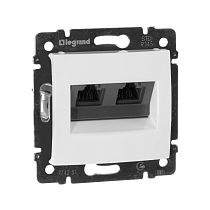 VALENA Розетка компьютерная двойная RJ45 категория 5Е UTP с захватами белый VALENA Розетка компьютерная двойная RJ45 категория 5Е UTP с захватами белый