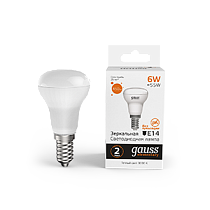 Лампа Gauss Elementary R50 6W 450lm 3000K Е14 LED 1/10/50