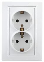 Розетка ЭРА Intro Plano 1-205-01 16А 250В белый двойная с заземлением