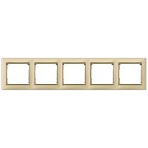 VALENA DIY Рамка 5-местная слоновая кость (золотой штрих) VALENA DIY Рамка 5-местная слоновая кость (золотой штрих)