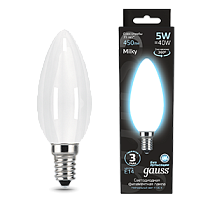 Лампа светодиодная Gauss Filament Свеча OPAL E14 5Вт 450lm 4100К